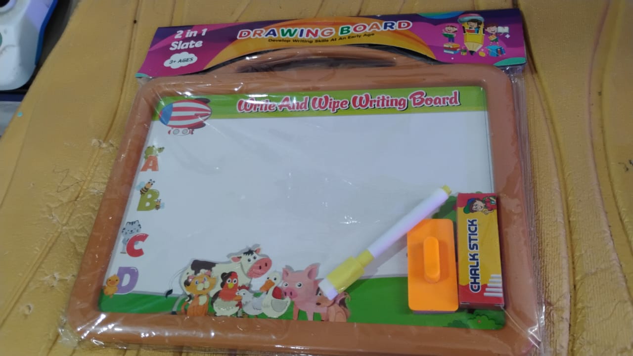 2-in-1 Double-Sided Write and Wipe Educational Drawing Board for Kids (1 Set) Your Brand