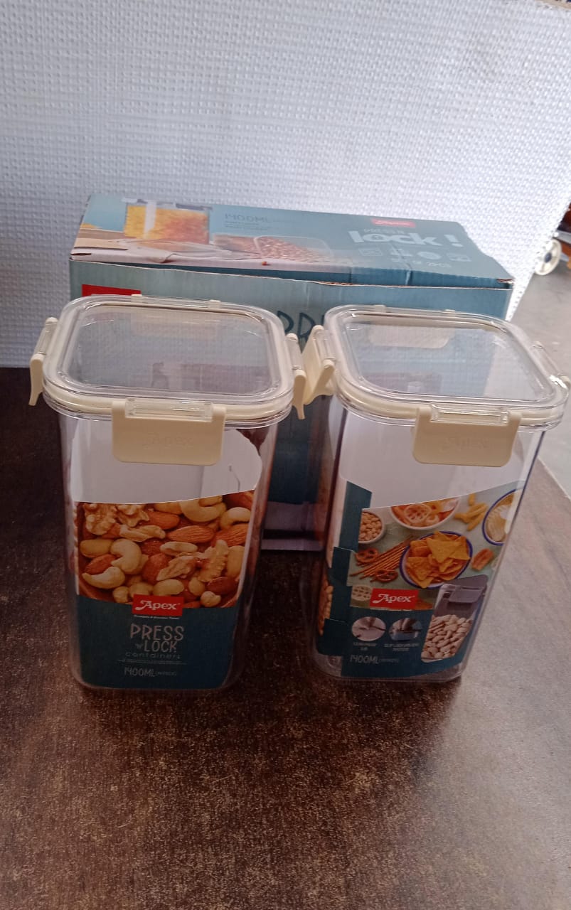 Apex Press N’ Lock Airtight Kitchen Storage Container Set (2Pc/1400ml) Approx Your Brand
