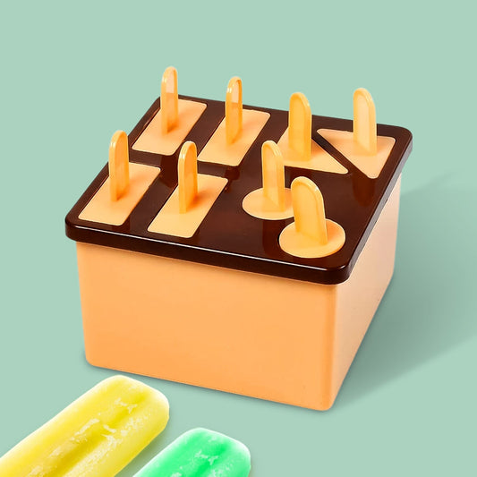 Plastic Kulfi Mold, Kulfi Molds 8 pcs Tray Ice Cream Mold Reusable Frozen Kulfi Maker sicle Sticks Lolly Ice sicle Candy Mold for Children pink Color (Brown Box) Your Brand