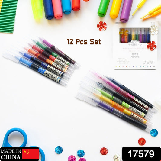 12 Color Rolling Ball Pens, Quick-Drying Ink 0.5 mm Extra Fine Point Roller ball Pens Straight Liquid Gel Ink Pens for Writing, Drawing, Journaling, Taking Notes, School Office Stationery (12 Pcs Set) Your Brand