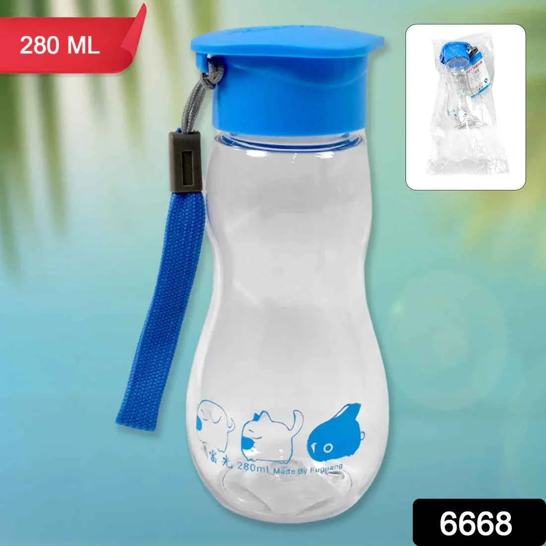BPA-Free Transparent Water Bottle with Carry Strap 280ml – Kids & Travel Bottle