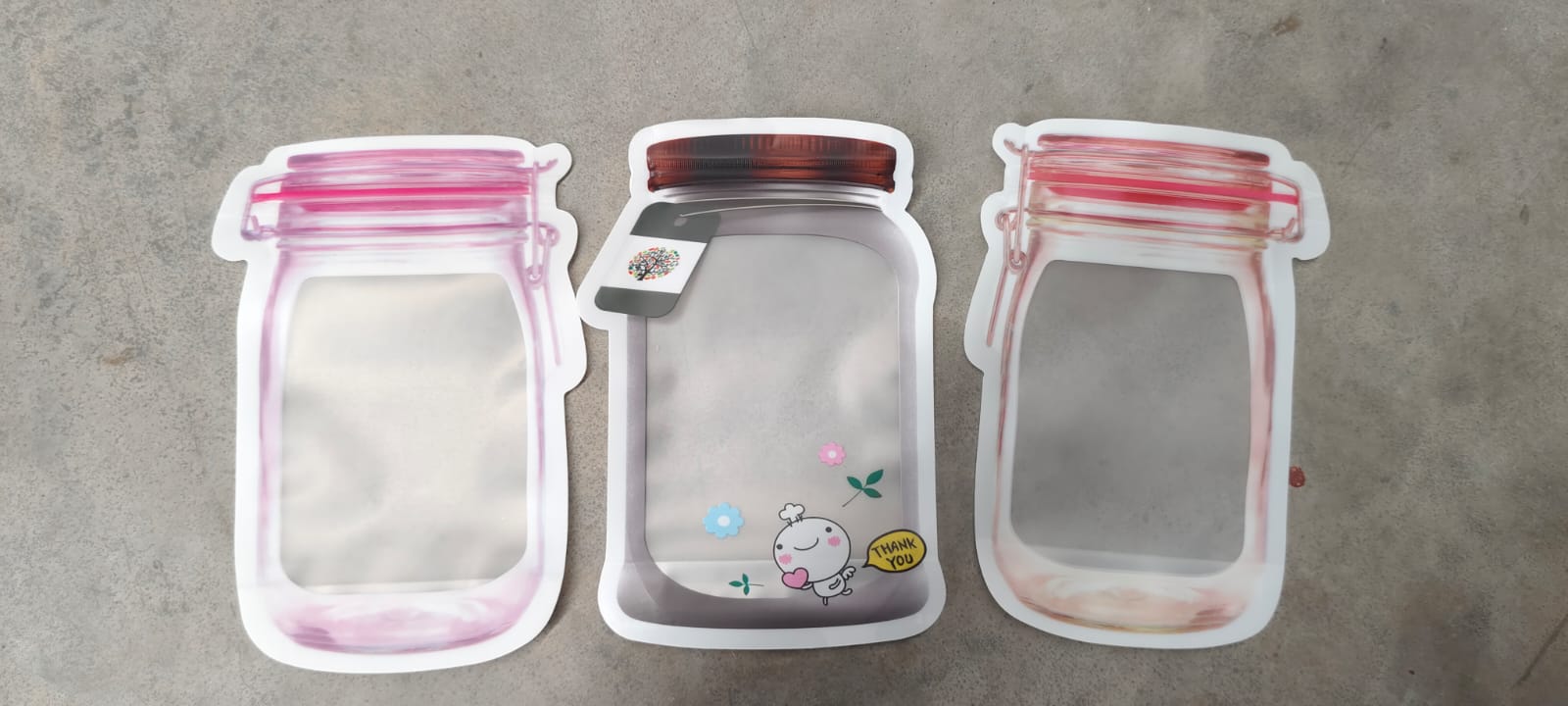 Plastic Transparent Medium Jar Shaped Pouch With Zipper (1 Pc) Your Brand