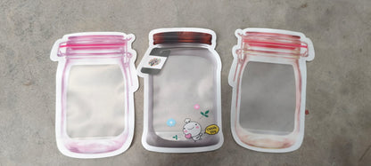 Plastic Transparent Medium Jar Shaped Pouch With Zipper (1 Pc) Your Brand