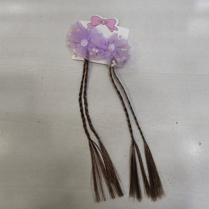 Charming Multicolour Flower Long Tail Hairpin - Elegant Bow Fringe Hair Clip for Girls