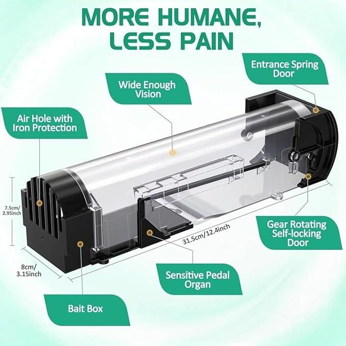 Smart Self-locking Mousetrap Safe Firm Transparent Household 8feb97-4