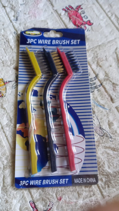 3pc Mini Wire Brush Set Brass Nylon Stainless Steel Bristles Household Cleaning Brush for Gas Stove, Smoke Machine Tool Burner Tiles Tap Rust Removal Welding Slag Dirt & Paint Scrubbing (3 Pcs Set) Your Brand