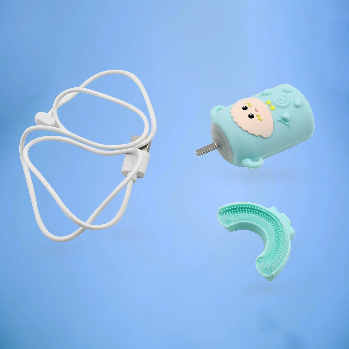 Electric Toothbrush With Light & Music, Kids U-Shaped 360Â° USB Rechargeable Plastic Automatic Toothbrush Portable Adjustable Cleaning Whitening Toothbrush with USB Charging Function Plastic + ABS for Kids Your Brand