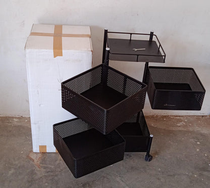 Metal High Quality Kitchen Trolley Kitchen Organizer Items and Kitchen Accessories Items for Kitchen Rack Square Design for Fruits & Vegetable Onion Storage Kitchen Trolley with Wheels (4 Layer) Your Brand