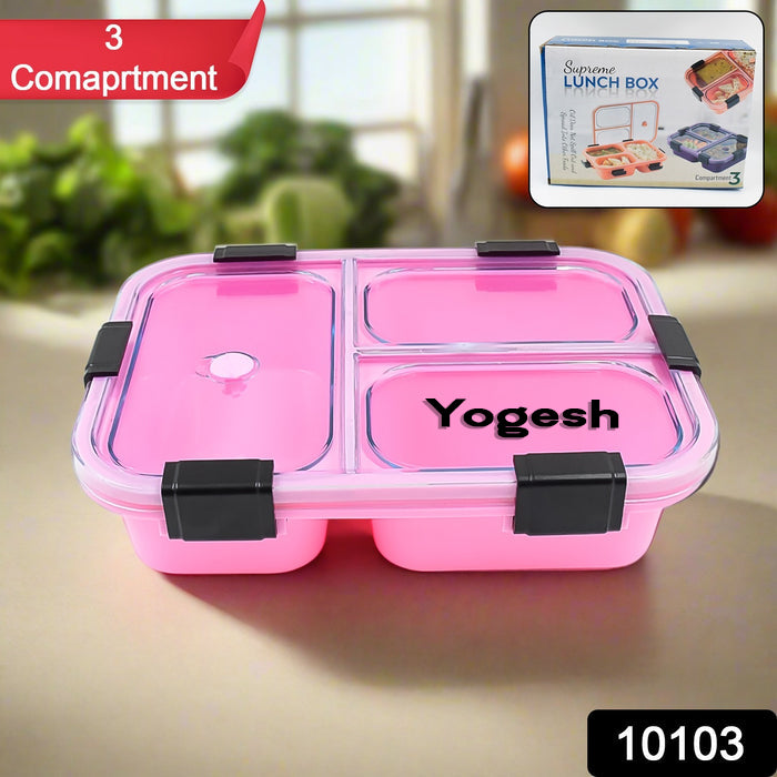 Customized Plastic 3 Compartment Insulated Lunch Box, Lunch Box (1 Pc) Your Brand