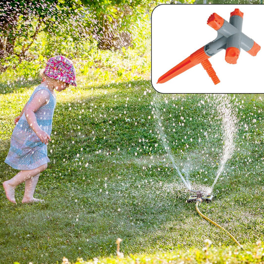 360° Rotating Garden Sprinkler – Adjustable 4-Arm Lawn Water Sprayer Your Brand