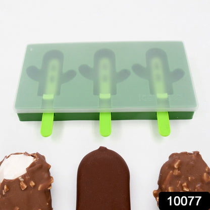Ice Cream Mould sicle Mold, Cactus Shape Ice  Molds Homemade sicle for DIY Ice sicle, 3-Cavity Summer Food Kitchen Tools (1 Pc) Your Brand