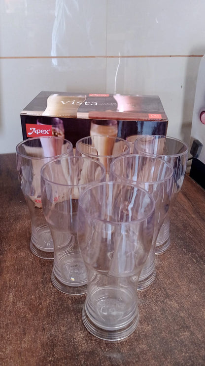 Apex Vista Unbreakable Pitcher Glass Set – 350 ML (Approx) | 6-Piece Your Brand