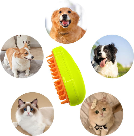 3-in-1 Cat Steamy Brush – Self-Cleaning Pet Grooming & Hair Removal Comb Your Brand