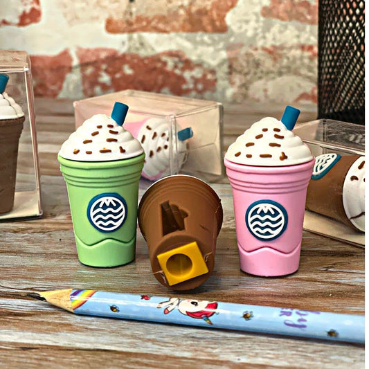 2In1 3D Cute Coffee Or Ice cream Shape sharpner Like Rotary Manual Pencil Sharpener for Kids  Ice Cream Style Office School Supplies, Back to School Gift for Students,Kids Educational Stationary kit, B'Day Return Gift (1 Pc) Your Brand