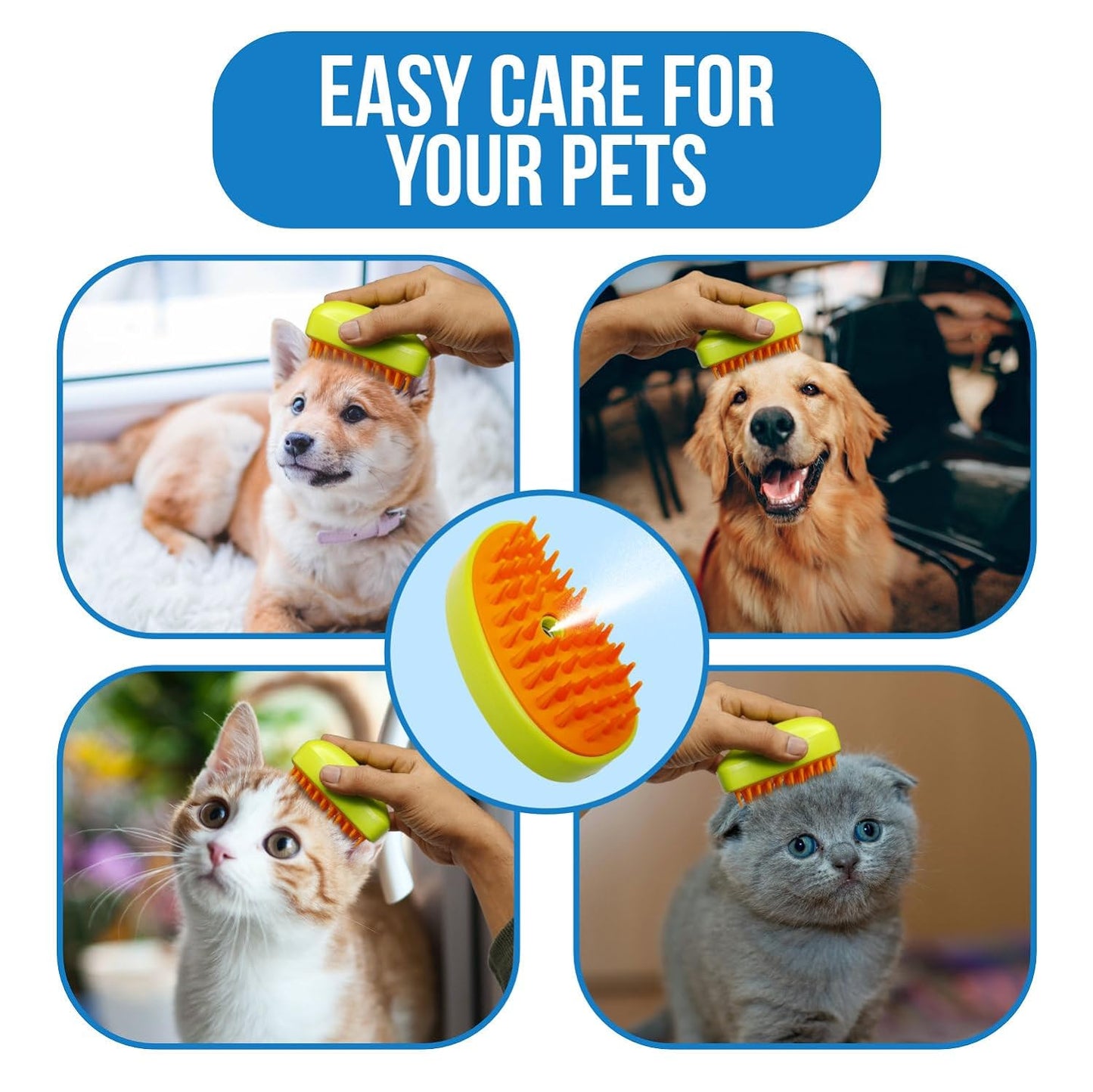 3-in-1 Cat Steamy Brush – Self-Cleaning Pet Grooming & Hair Removal Comb Your Brand