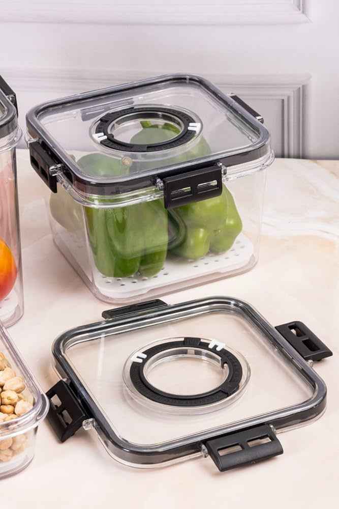 Fridge Storage Container with Time keeping on Top Lid