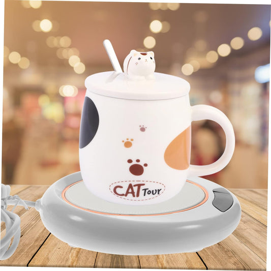 USB Warm Coaster Heated Coffee Mug Portable Office Desk Portable Cup, Heater Coffee Mug Warmer Electric Cup Warmer (1 Pc) Your Brand