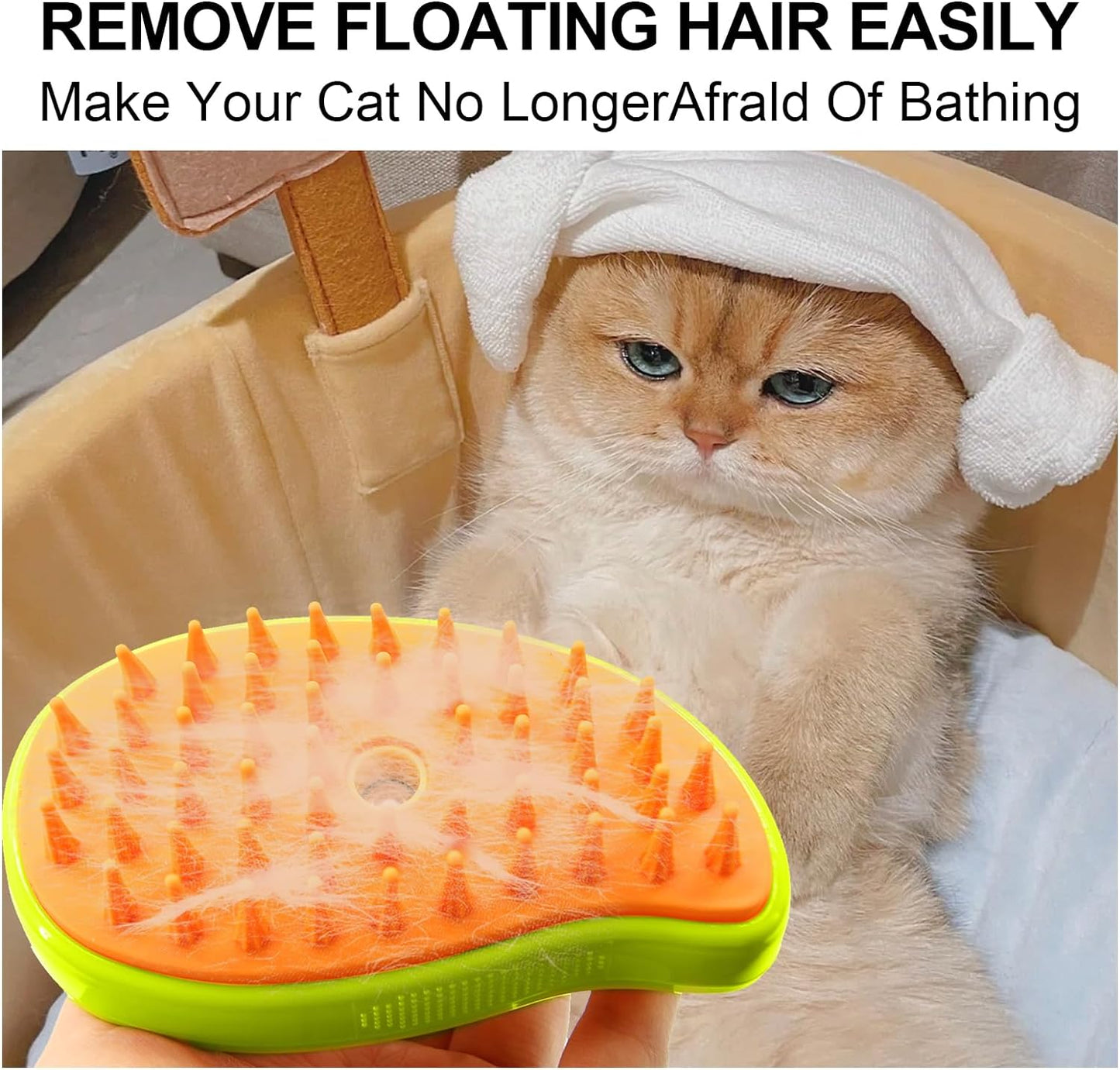 3-in-1 Cat Steamy Brush – Self-Cleaning Pet Grooming & Hair Removal Comb Your Brand