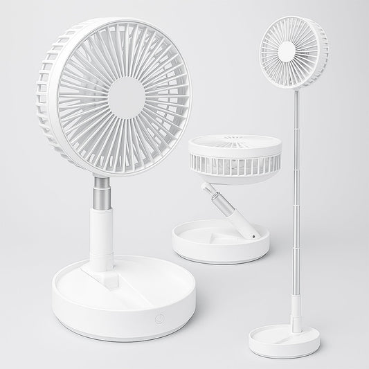 TELESCOPIC ELECTRIC DESKTOP FAN, HEIGHT ADJUSTABLE, FOLDABLE & PORTABLE FOR TRAVEL/CARRY | SILENT TABLE TOP PERSONAL FAN FOR BEDSIDE, OFFICE TABLE (Battery Not Include) Velvet Wellness