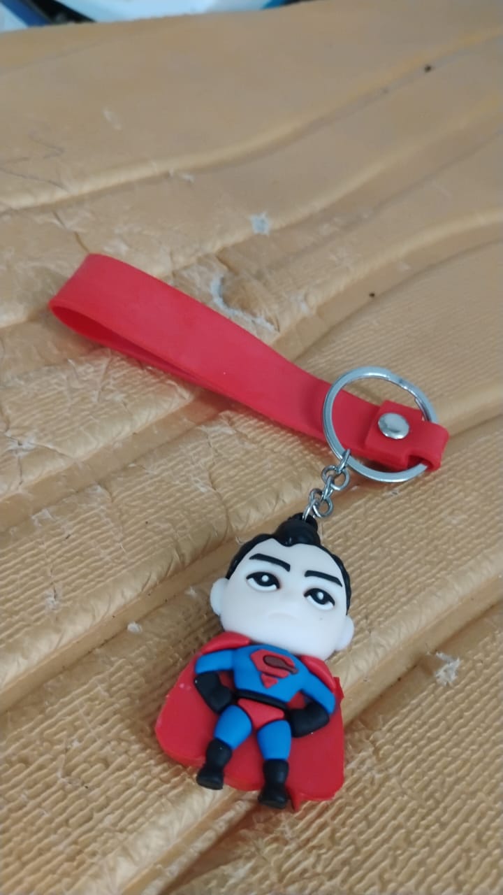Cute Cartoon Silicone 3D Key Chain with Metal Hook & Strap (Pack of 1) Your Brand
