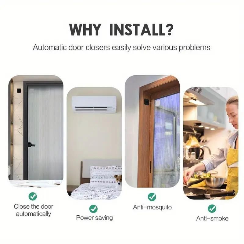 Easy-Install Automatic Door Closer - Adjustable, No-Drill Surface Mount with Sensor for Effortless Closing 8feb97-4