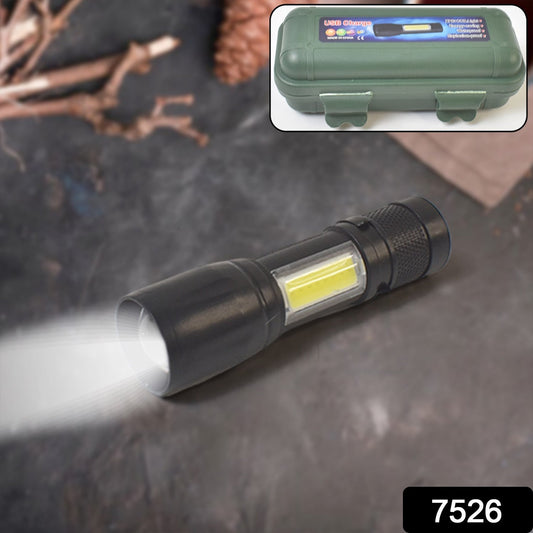 LED USB Rechargeable Mini Flashlight – Ultra-Bright Zoom & COB Side Lantern, Tactical Emergency Light Your Brand