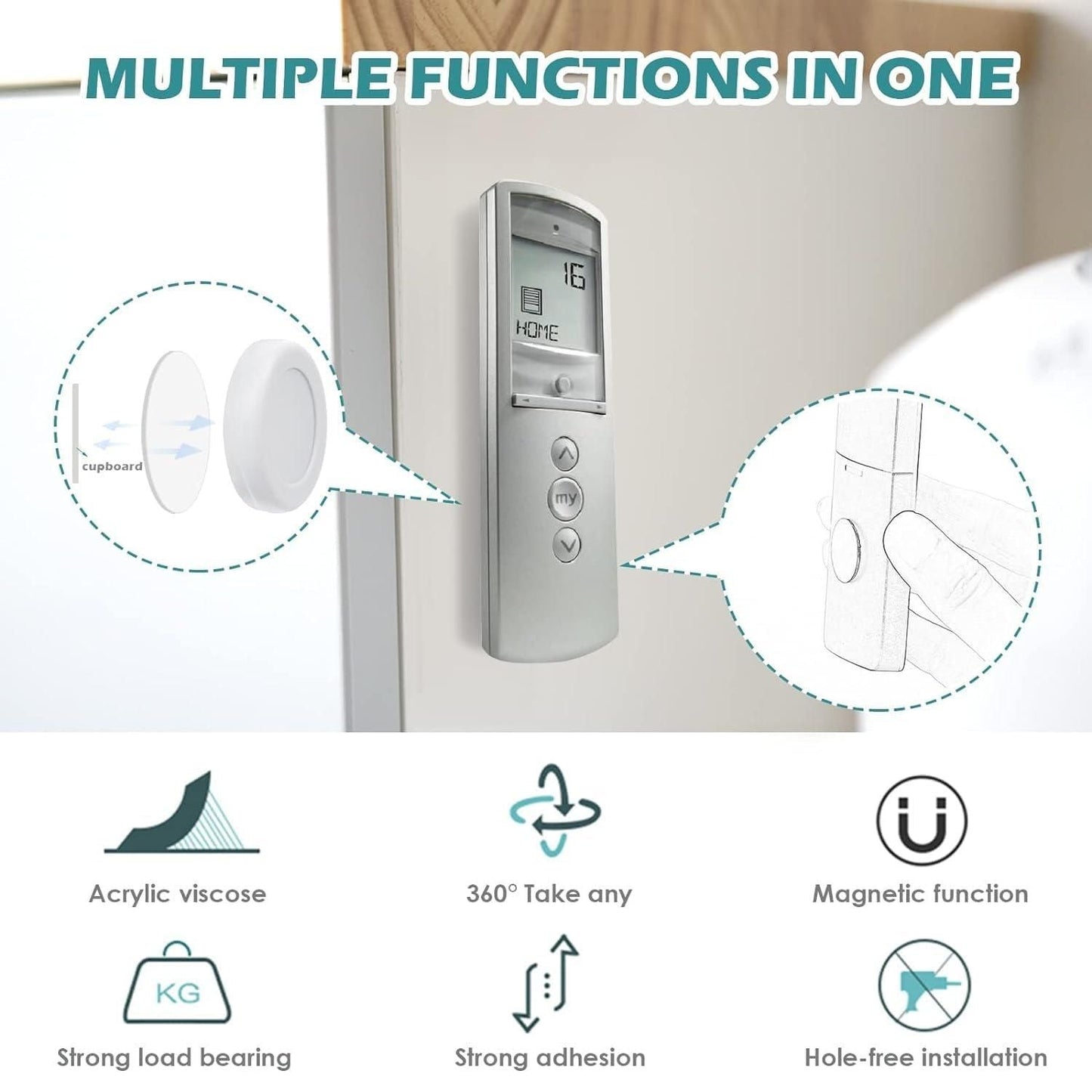 Magnetic Remote Control Wall Mount Holder (Pack of 5) 8feb97-4