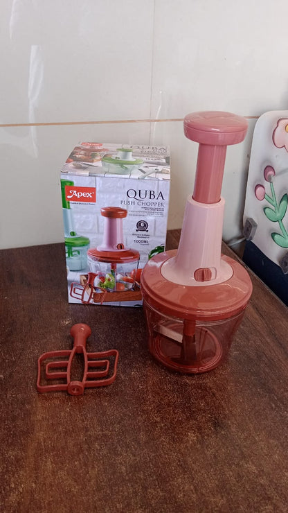 Apex  Quba Push Chopper with Stainless Steel Blades (1000ml) Your Brand