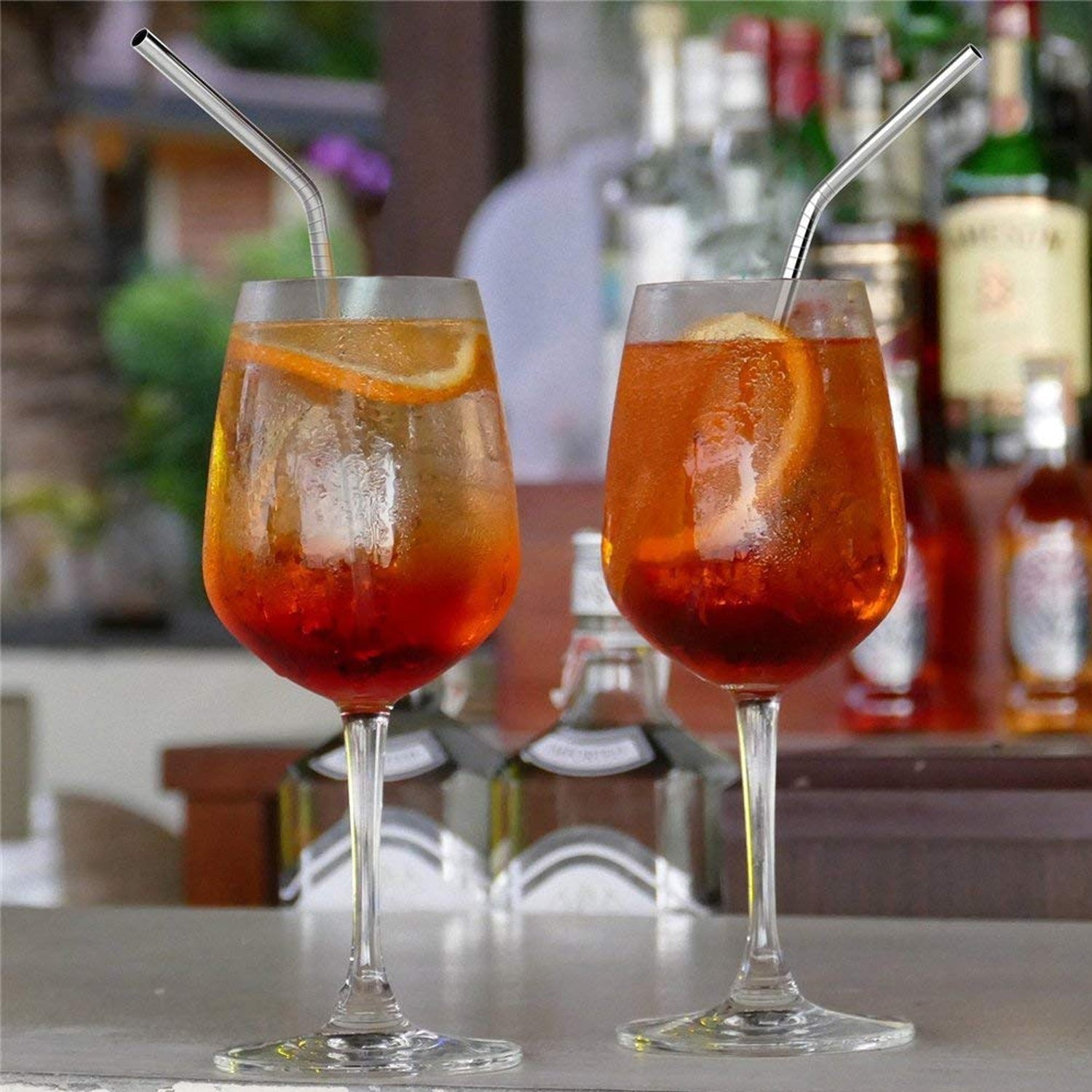 0579 Premium Stainless Steel Reusable Drinking Straws with Cleaning Brush Set