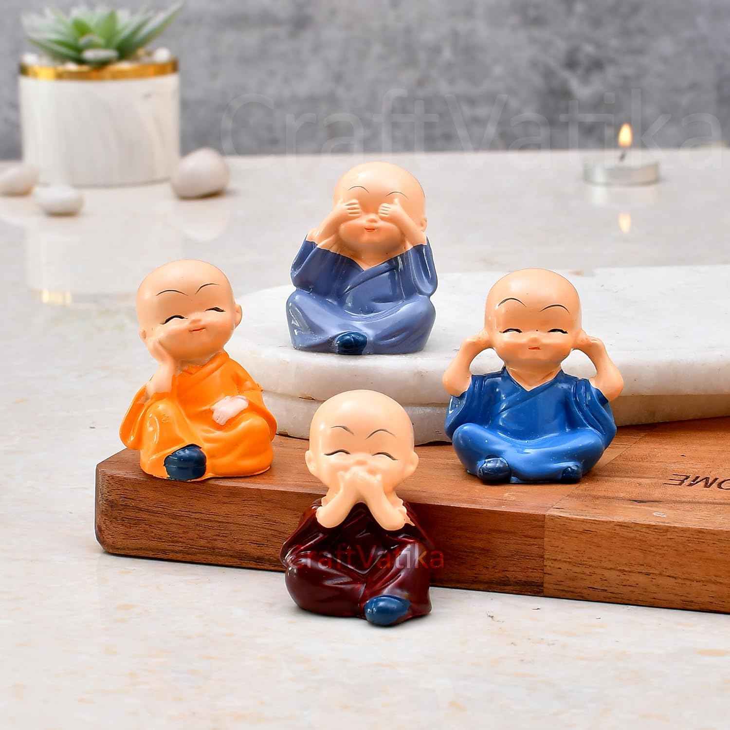 Baby Monk Buddha Statue - Pack Of 4pc