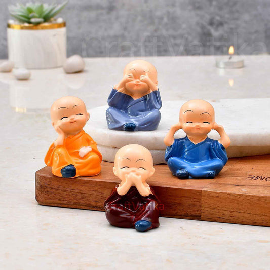 Baby Monk Buddha Statue - Pack Of 4pc