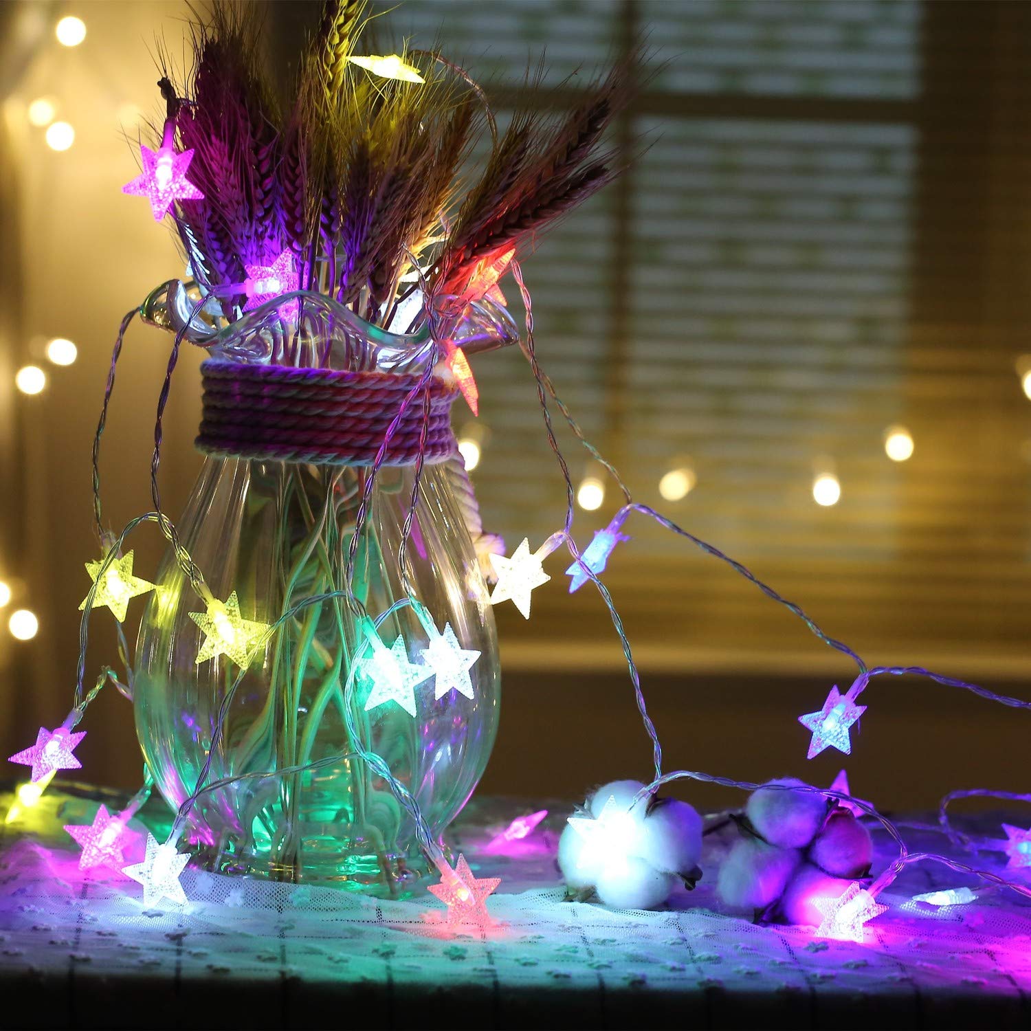 28 LED / Star 3.9 Meter Star Shape Led Light Battery Operated with Flashing Modes for Home Decoration, Kids Room, Waterproof Diwali & Wedding LED Christmas Light Indoor and Outdoor Light ,Festival Decoration (Multicolor Battery Not Included 3.9Mtr) Your Brand