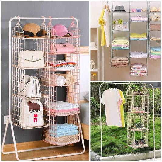 Multipurpose 5 Layer Folding Clothes Storage Racks||Closet for Students Wardrobe Shelves Socks, Scarf, t-Shirt, etc||Hanging Organizer Storage Holders & Racks Your Brand