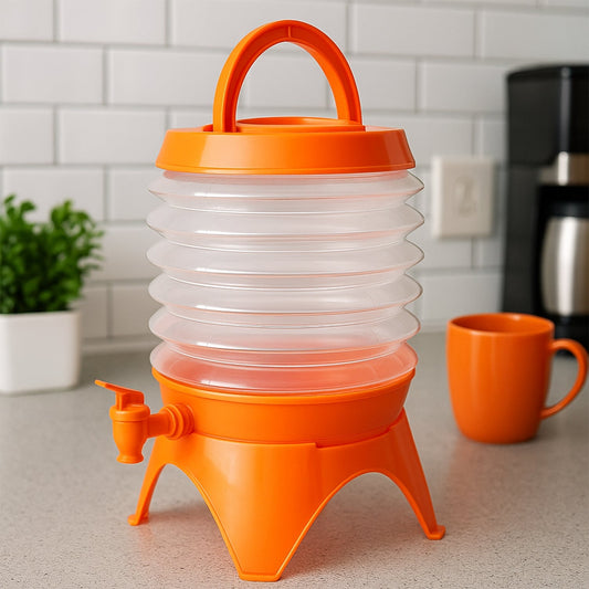 Plastic Collapsible Beverages Container with Tap Cold Drink Dispenser Folding Water Storage Water Jug Tank for Home and Outdoor Party Traveling Picnic (3.5 Litter/ Multicolor) Your Brand