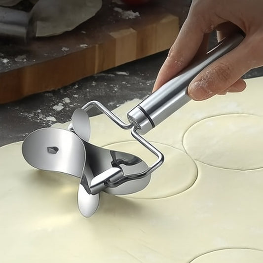 Multifunctional Easy and Fast Stainless Steel Puri cutter roller Machine with Handle for Home Baking Tools for Women, Dough Circle Roller Cutter for Kitchen (1 pc) Your Brand