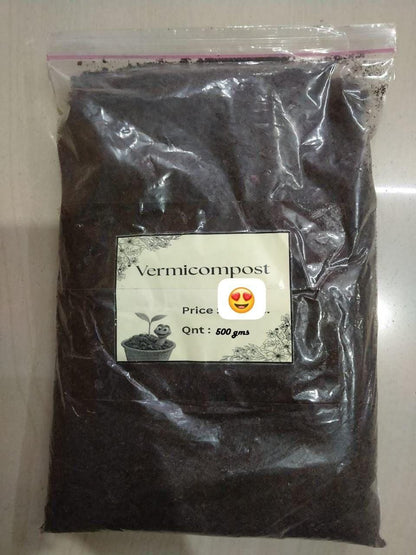 THE GIR FARMER 500 g resealable bag of organic vermicompost fertilizer dark rich compost for potted plants