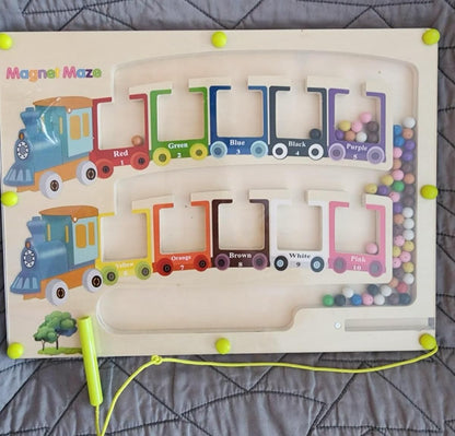 Magnetic Color & Number Maze Montessori Wooden Puzzle Game Board 8feb97-4