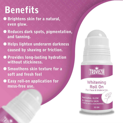 Trovieza Whitening Roll on Cream for Face & Underarm, for Skin Glow & Moisturization, 50gm 8feb97-4