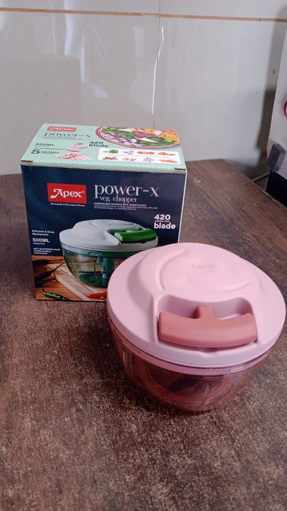 Apex Power-X Triple Stainless Steel Blades and Hand-Pull Vegetable Chopper (500Ml) Your Brand