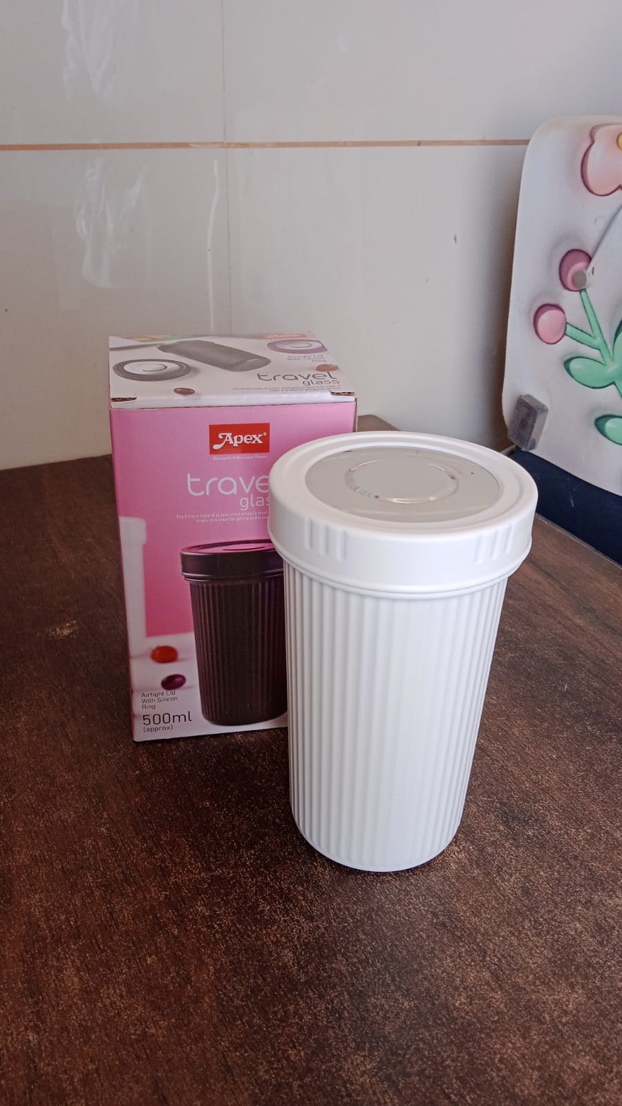 Apex Double Wall Inner Steel Travel Glass (500ml) Approx (1 Pc / Mix Color) Your Brand