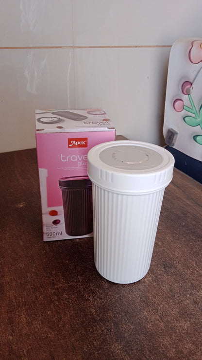 Apex Double Wall Inner Steel Travel Glass (500ml) Approx (1 Pc / Mix Color) Your Brand