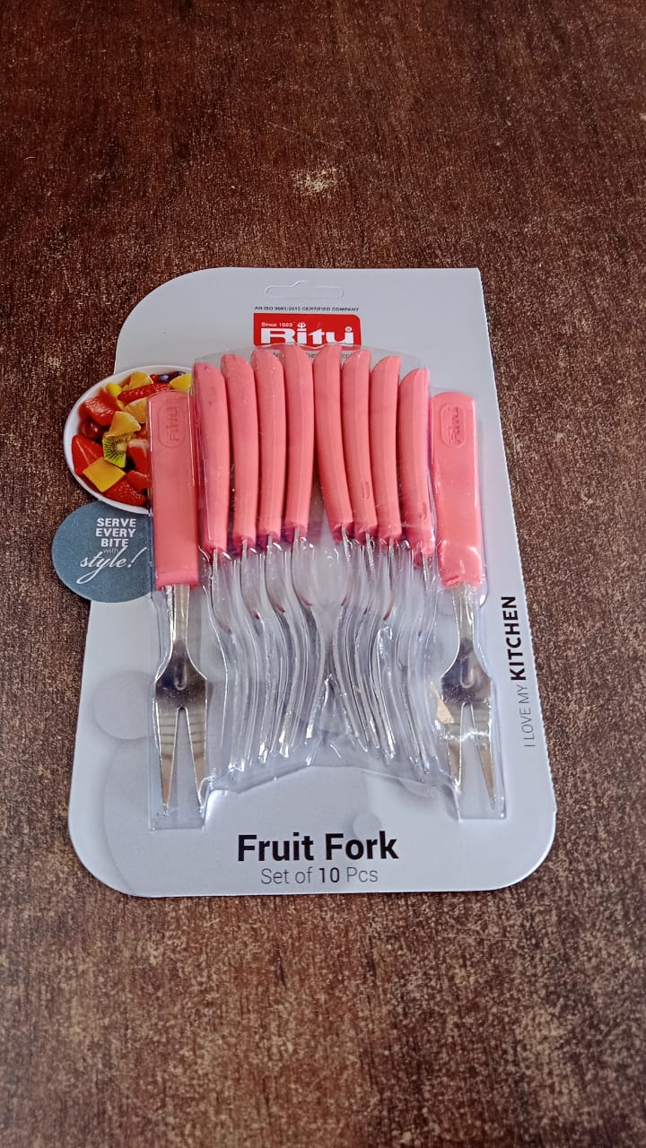 Premium Stainless Steel Fruit Fork Set – 10 Pieces with Soft Non-Slip Handle Your Brand
