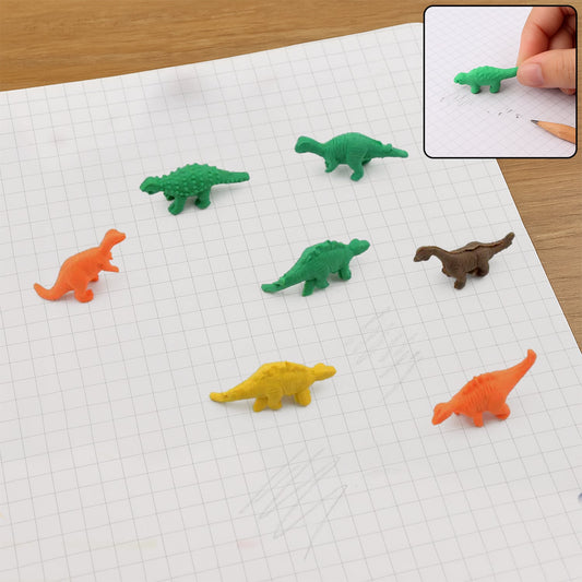 7 Piece Dinosaur Shaped Erasers for Kids - Animal Erasers, 3D Puzzle Your Brand