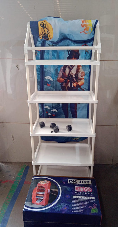 Multi Purpose Foldable Baby Wardrobe / Toy Box 5 Shelves Cartoon Printed Your Brand