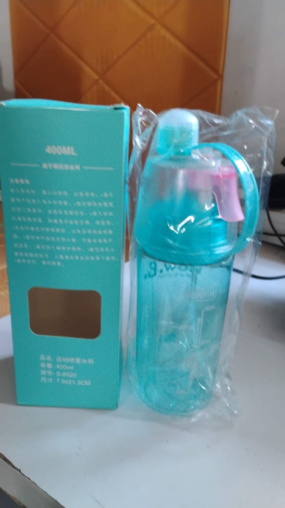 Plastic 2 In 1 Mist Spray Water Bottle (Multicolor / 400 ML / 1 Pc) Your Brand