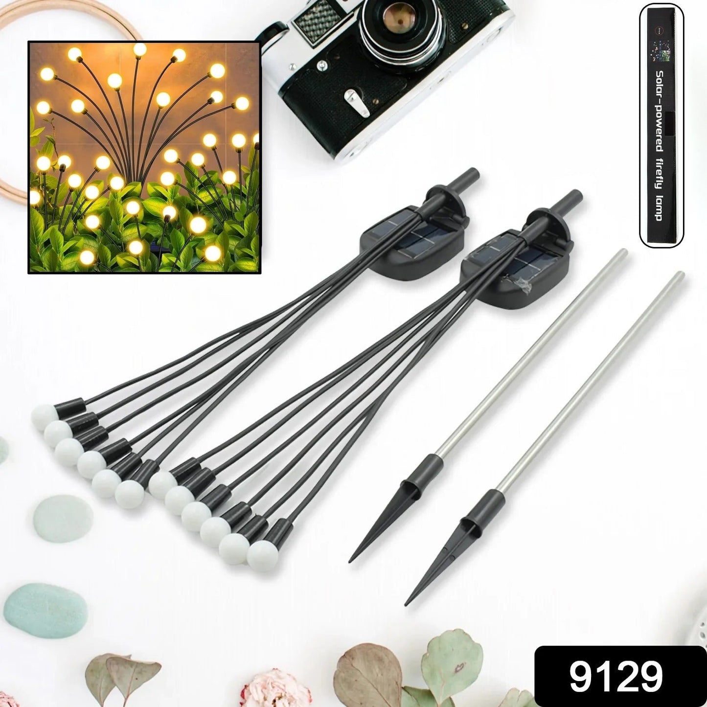 Solar Firefly Lights for Garden Decor (2 Pc, 12 LED Warm) Your Brand