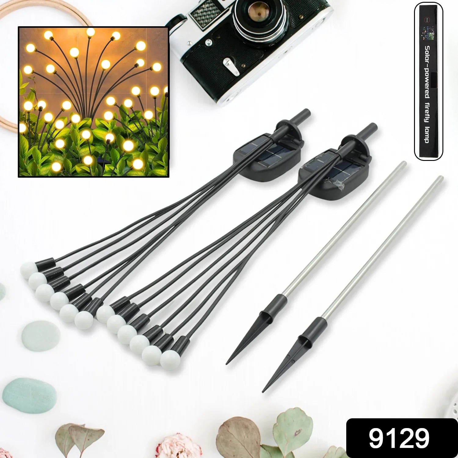 Solar Firefly Lights for Garden Decor (2 Pc, 12 LED Warm) Your Brand