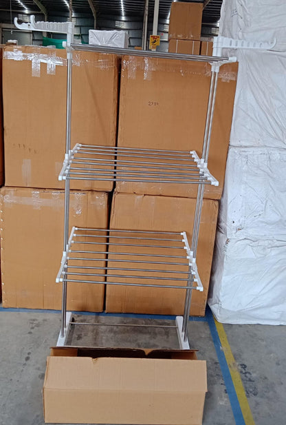 3-Tier Foldable Stainless Steel Cloth Drying Stand with Wheels Your Brand