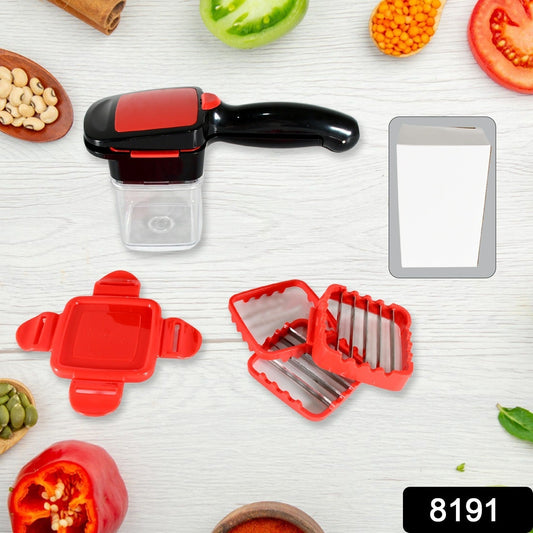 Multifunction Vegetable Cutter Manual Vegetable Quick Dicer Fruit Chopper Slicer with 3 Interchangeable Stainless Steel Blade Inserts, Non-Skid Base Slicer and Chopper Your Brand