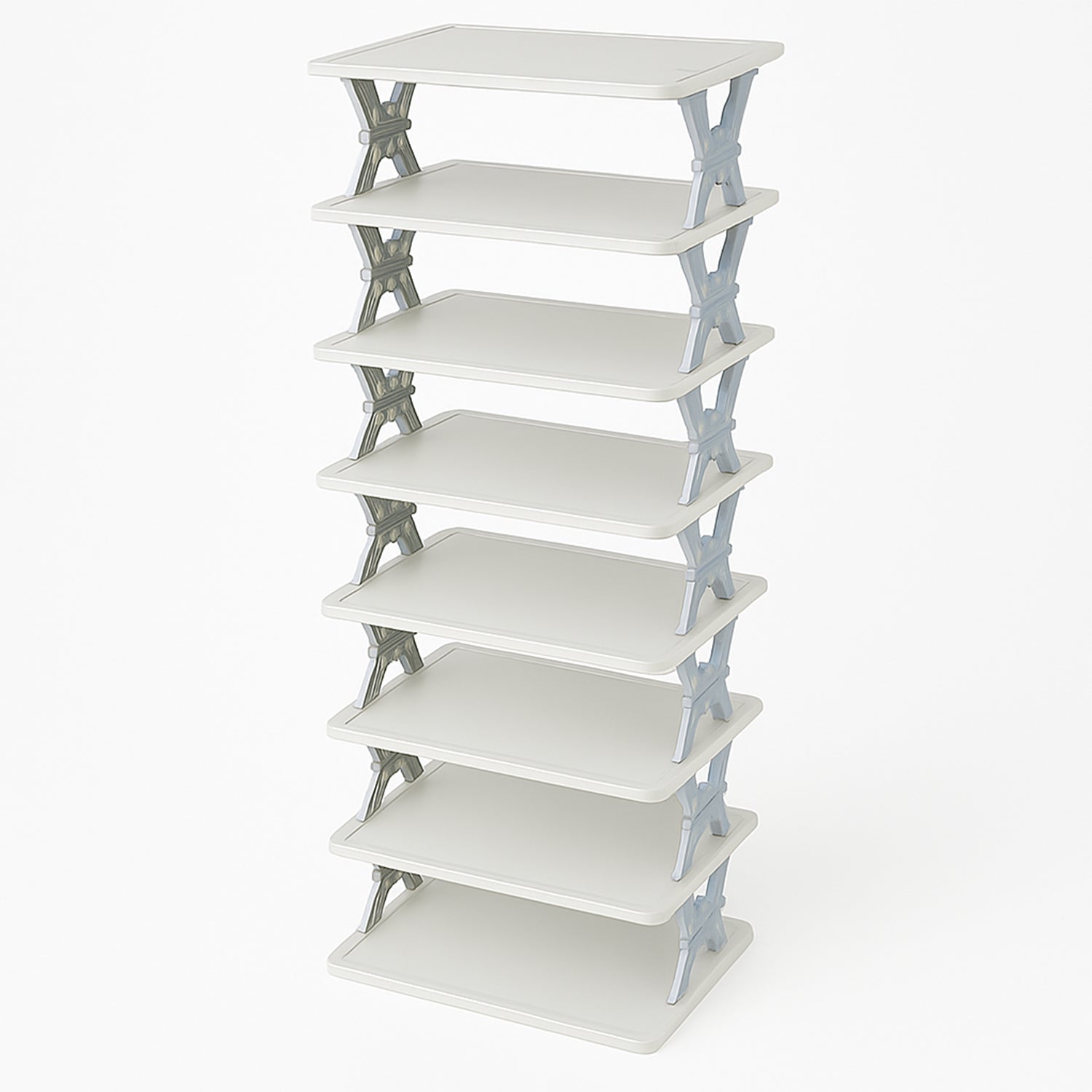 8-Layer Foldable Shoe Rack for Entryway - Heavy Duty Plastic Shoe Organizer Organivo